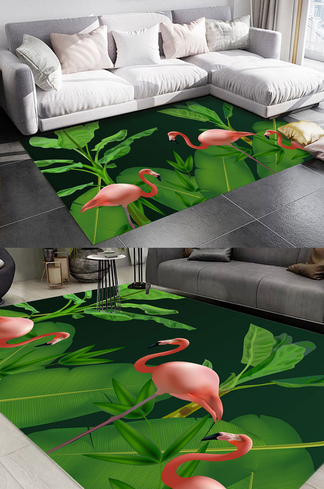 地毯图案地毯设计火烈鸟-众图网